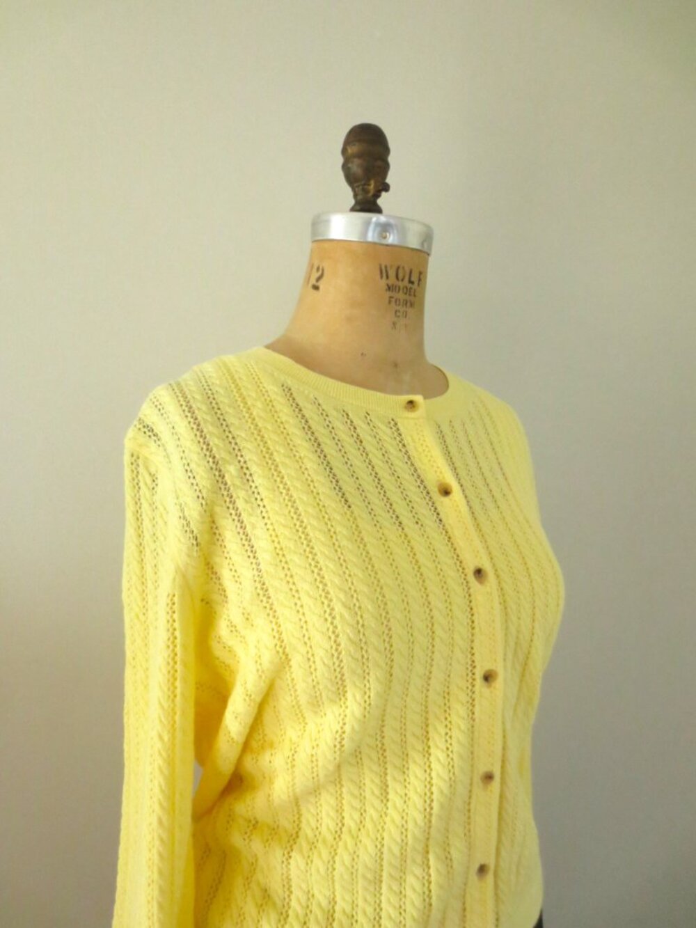 GAP Yellow Pointelle Button Front Summer Cotton Cardigan - Picture 3 of 11